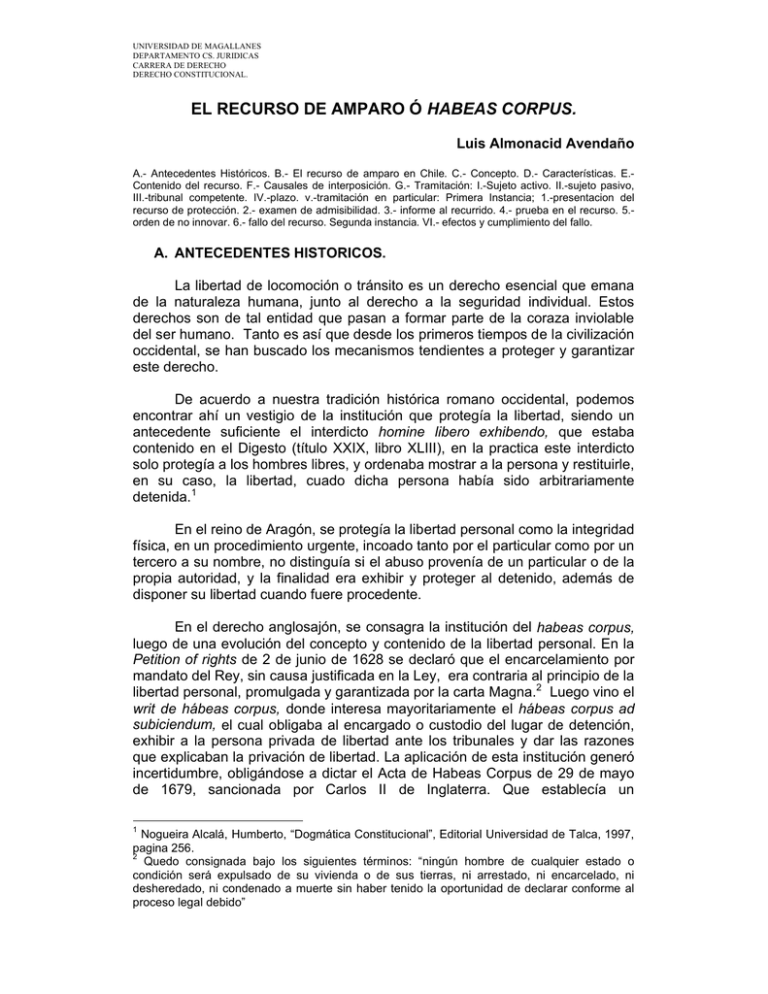 El Recurso De Amparo O Habeas Corpus – Luis Almonacid