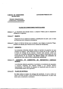 CAMARA DE SENADORES SECRETARIA División Adquisiciones