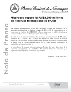 Nicaragua supera los US$2,300 millones en Reservas