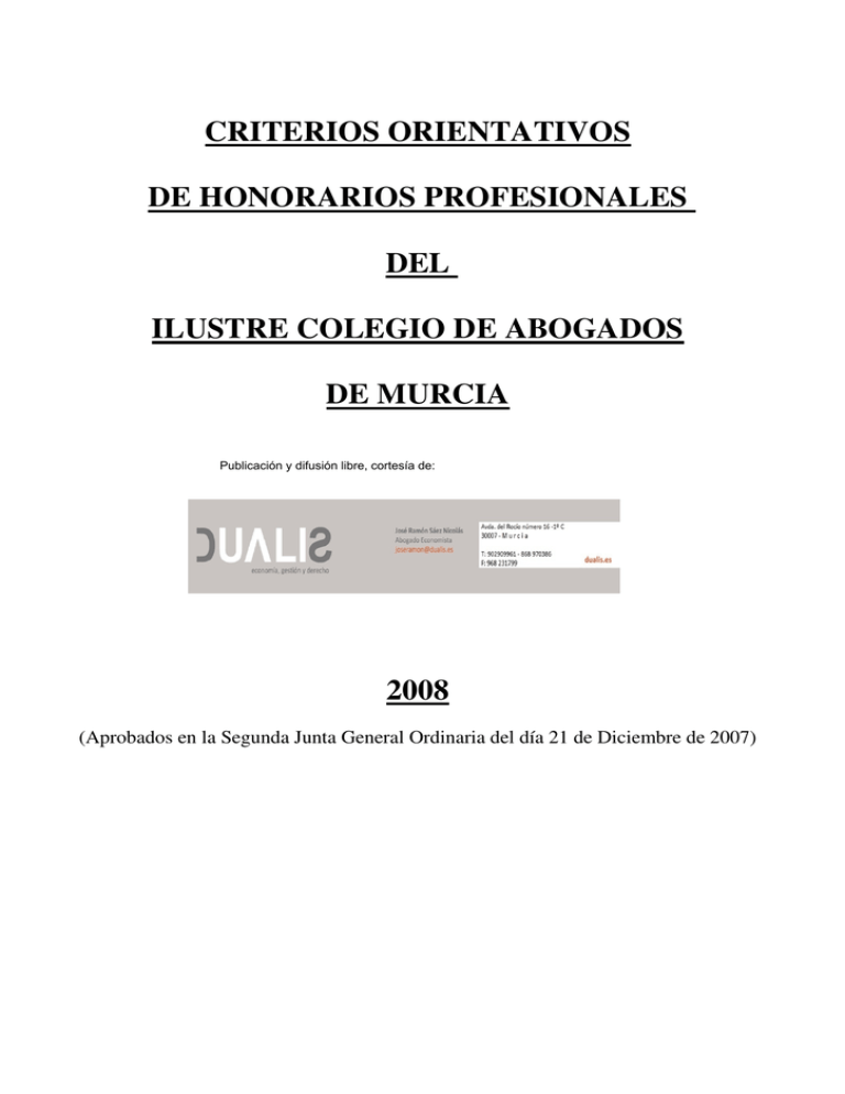 Criterios Orientativos De Honorarios Profesionales 4941