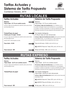 Tarifas Actuales y Sistema de Tarifa Propuesto