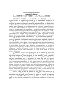Declaración programática PARTIDO OBRERO En el FRENTE DE