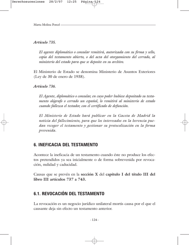 6. INEFICACIA DEL TESTAMENTO . REVOCACIÓN DEL