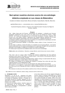 Qué opinan nuestros alumnos acerca de una estrategia didáctica