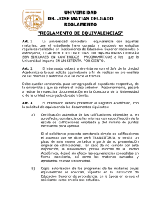 reglamento de equivalencias - Universidad Dr. José Matías Delgado