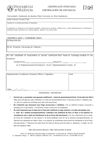 Certificado de Estancia - Universitat de València