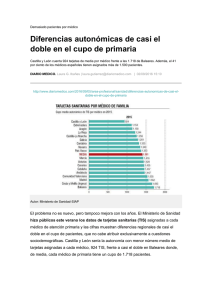 Diferencias autonómicas de casi el doble en el cupo de primaria