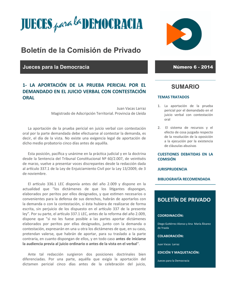 Boletín Privado 6 Jueces Para La Democracia