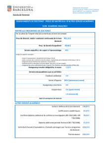 ENSENYAMENTS DE DOCTORAT - PREUS DE MATRÍCULA I D