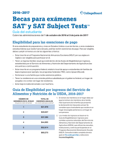 2016–2017 Becas para exámenes SAT® y SAT Subject Tests