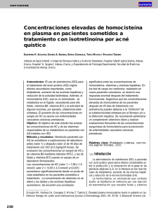 Concentraciones elevadas de homocisteína en plasma en pacientes