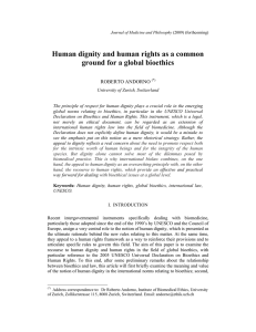 Human dignity and human rights as a common ground for a global