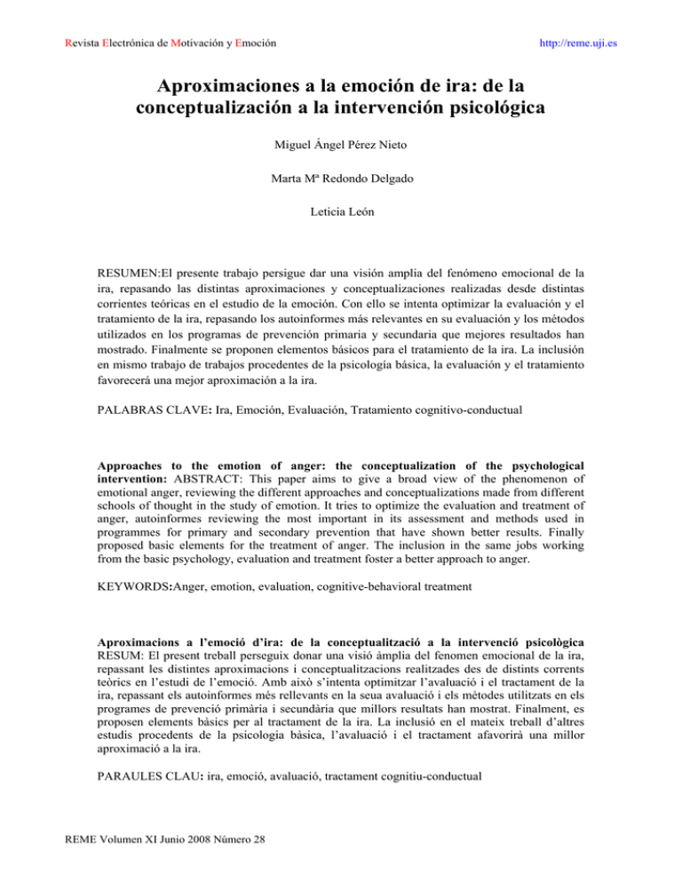 Aproximaciones A La Emoción De Ira