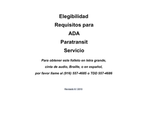 Elegibilidad Requisitos para ADA Paratransit Servicio