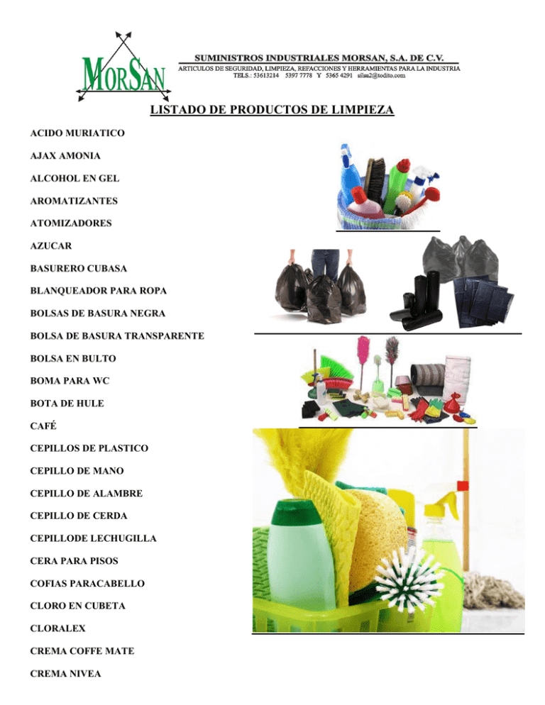 Listado De Productos De Limpieza 