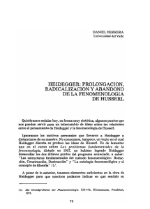 Heidegger: prolongación, radicalización y abandono de la