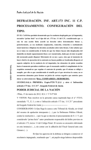 Poder Judicial de la Nación DEFRAUDACIÓN. INF. ART.173 INC