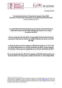 La capacidad de financiación de la economía nacional frente al