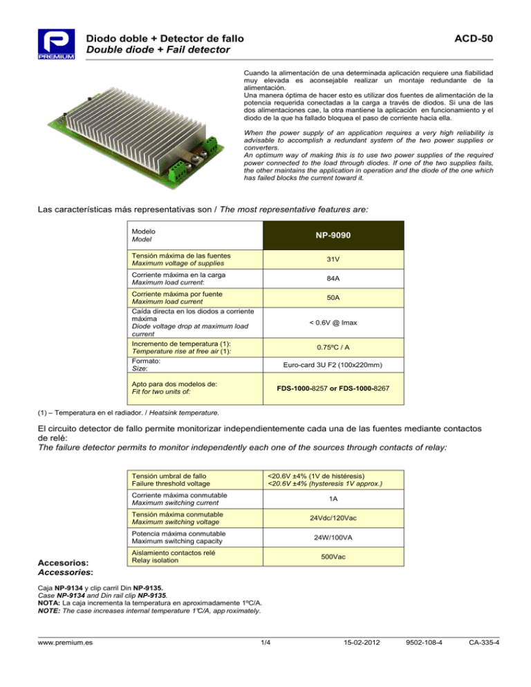 Diodo doble + Detector de fallo Double diode + Fail