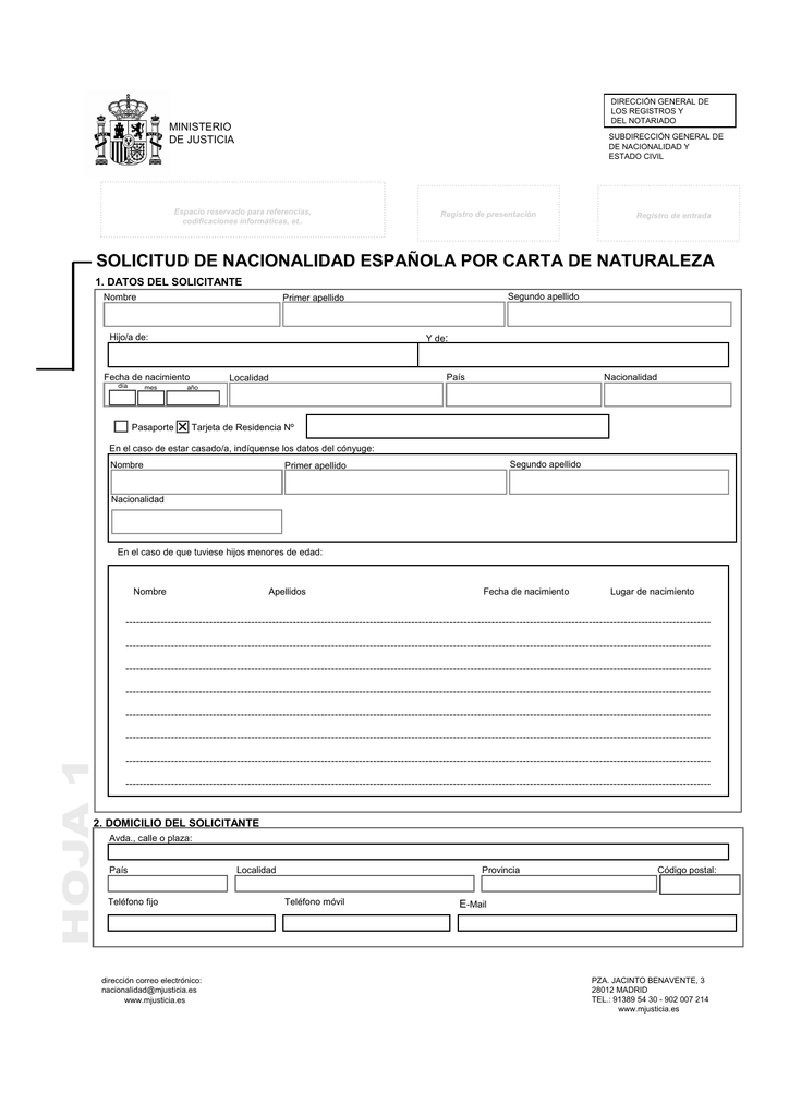 Solicitud Nacionalidad Por Carta De Naturaleza