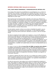 REFORMA CONTABLE 2008: Valoración de Existencias. FIFO