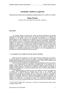 Literalidad, metáfora y cognición Diego Parente