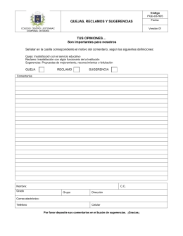 FORMATO PARA COMENTARIOS, OPINIONES, SUGERENCIAS