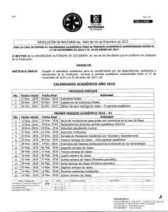 Calendario Académico 2016 - Universidad Autónoma de Occidente