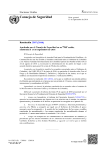 Resolución 2307 (2016) - Misión de la ONU en Colombia