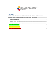LISTA DE PRODUCTOS SUBPRODUCTOS Y DERIVADOS DE