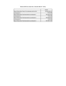 Reducción del saldo de la deuda bruta total al 31 de diciembre de