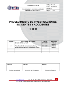 PROCEDIMIENTO DE INVESTIGACIÓN DE INCIDENTES Y