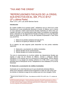 “TAX AND THE CRISIS” “REPERCUSIONES FISCALES DE