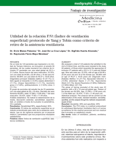 Utilidad de la relación F/Vt (Índice de ventilación