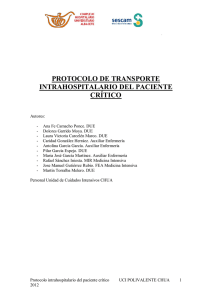 Protocolo Transporte intrahospitalario del paciente crítico
