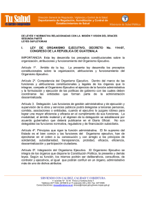 I. LEY DE ORGANISMO EJECUTIVO, DECRETO No. 114