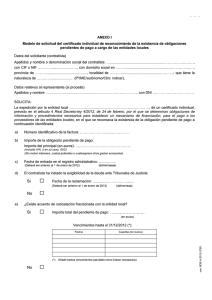 Modelo de solicitud individual de reconocimiento de la existencia de