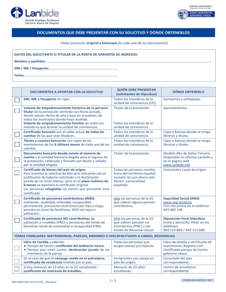 Documentos Que Debe Presentar Con Su Solicitud Y Dónde