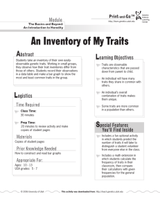 An Inventory of My Traits - Genetics