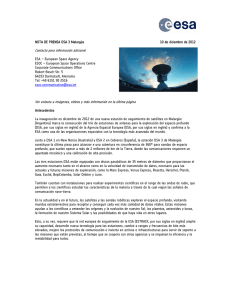 ESA - Nota de Prensa DSA-3 Malargüe - Programa 2Mp
