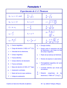 Formulario 1 Experimento de J. J. Thomson
