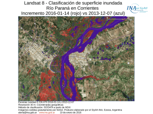 Landsat 8 - Clasificación de superficie inundada Río Paraná en
