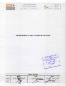 55. Procedimiento para Control de Asistencia