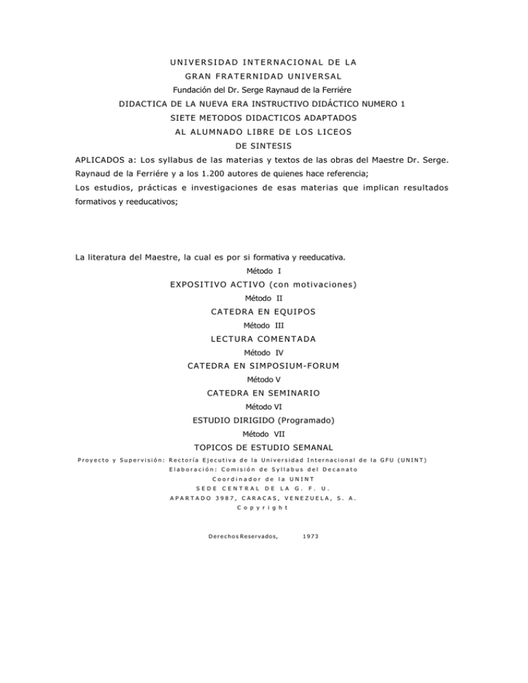 UNIVERSIDAD INTERNACIONAL DE LA GRAN FRATERNIDAD