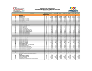 LISTA DE PRECIOS ICCU 2016