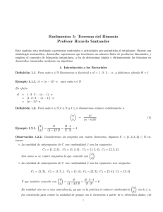 Rudimentos 5: Teorema del Binomio Profesor Ricardo Santander