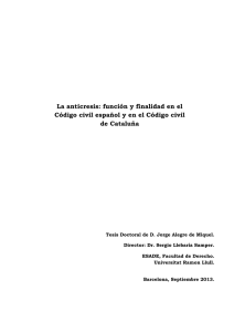 La anticresis: función y finalidad en el Código civil español