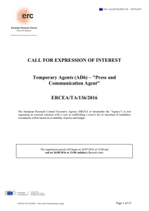 (AD6) – "Press and Communication Agent" ERCEA/TA/136