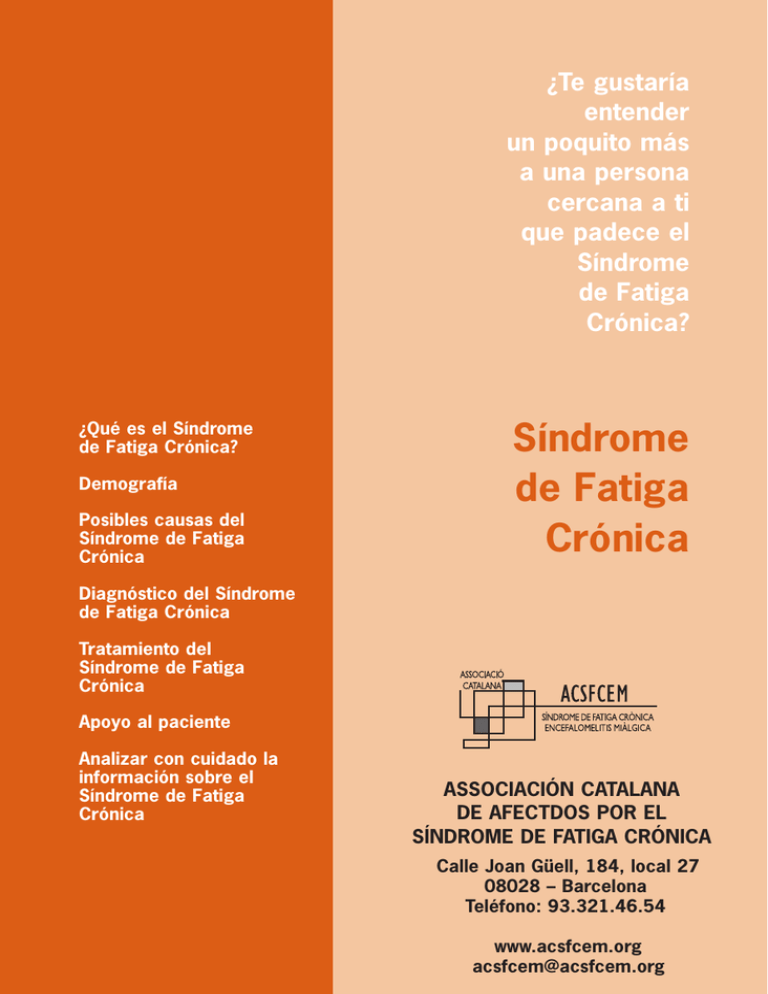 Guía Síndrome De Fatiga Crónica - Instituto Ferran De Reumatología