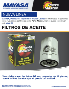 filtros de aceite parts master 2